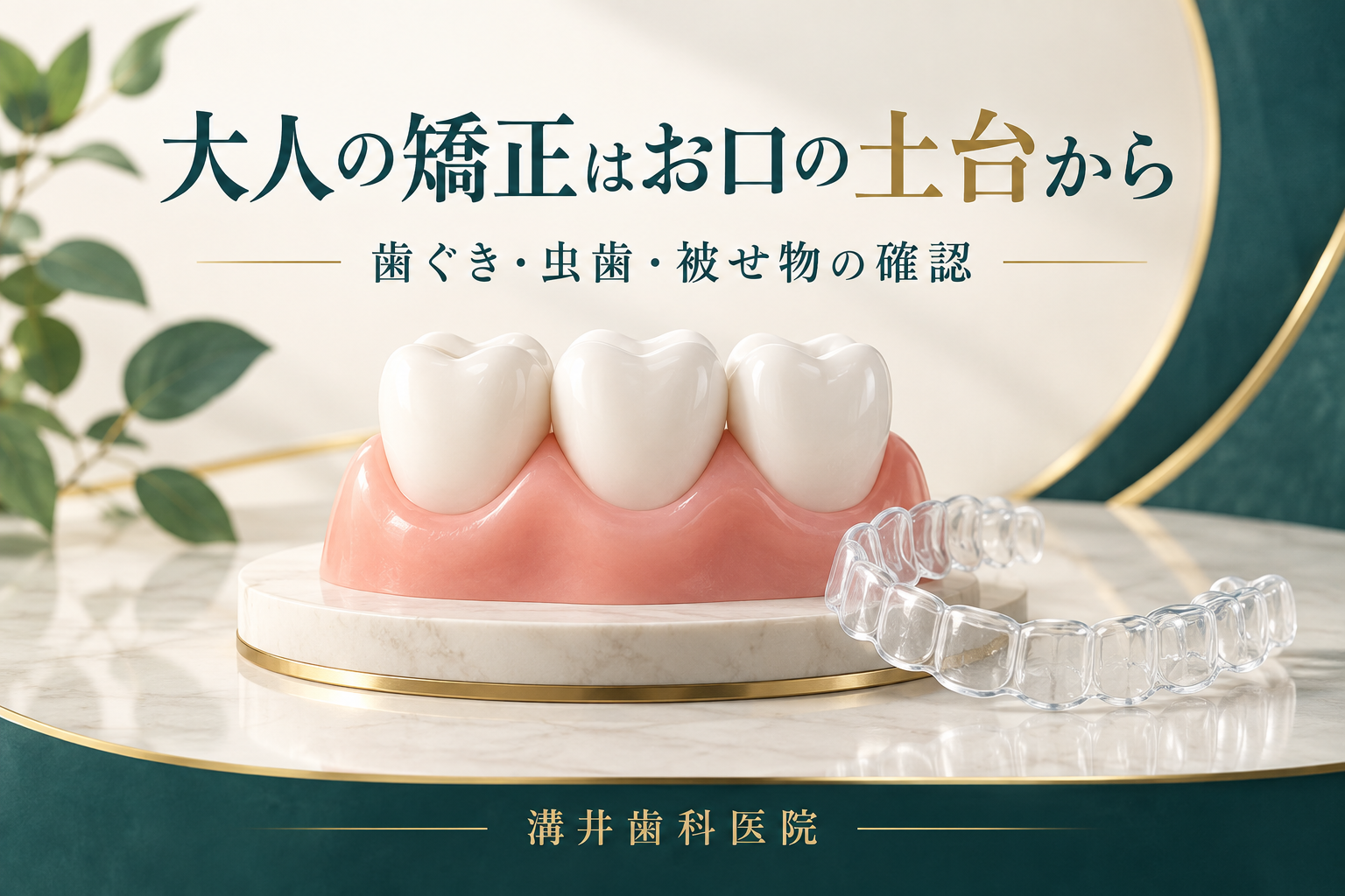 大人の矯正はお口の土台から。歯ぐき・虫歯・被せ物の確認。溝井歯科医院のお口の健康ガイド